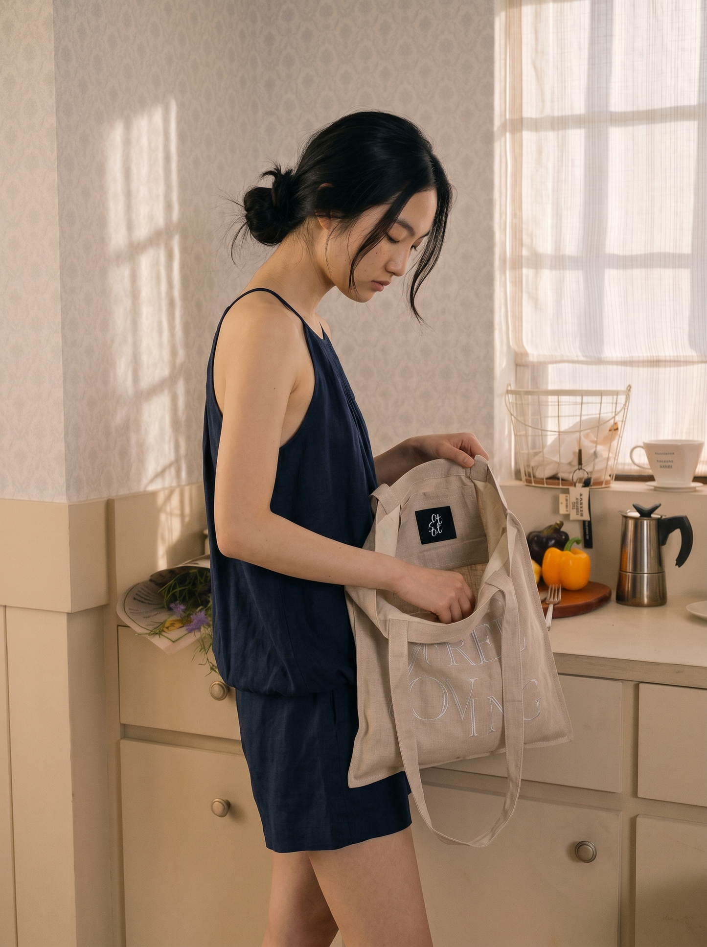 Plain Stationery | Born Free, Loving Embroidered Tote Bag