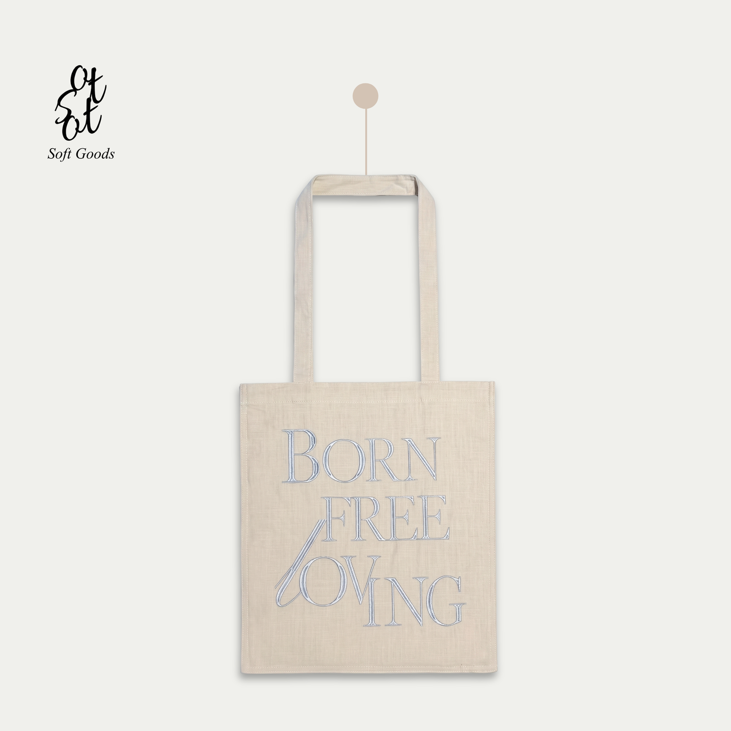 Plain Stationery | Born Free, Loving Embroidered Tote Bag