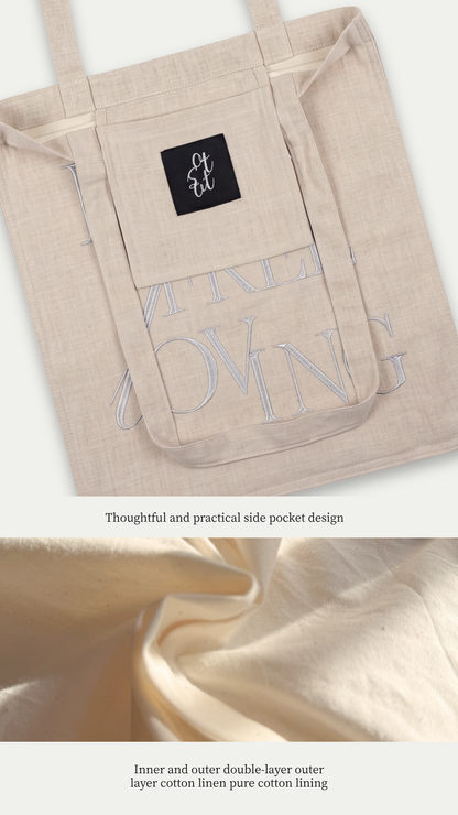 Plain Stationery | Born Free, Loving Embroidered Tote Bag