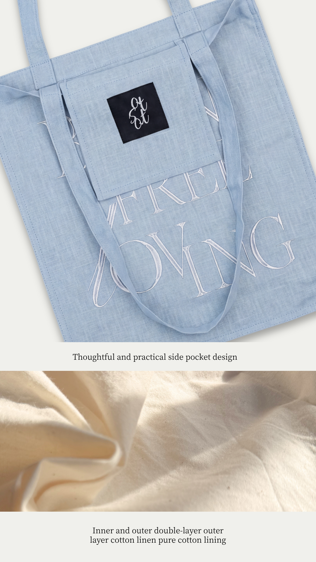 Letter from the Mist ｜ Born Free, Loving Embroidered Tote Bag