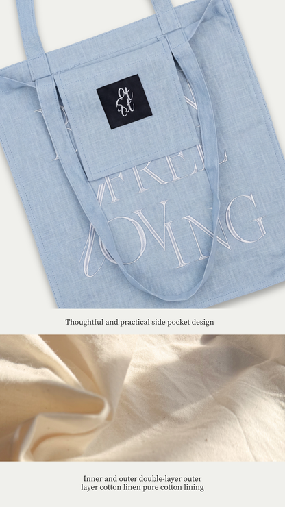Letter from the Mist ｜ Born Free, Loving Embroidered Tote Bag