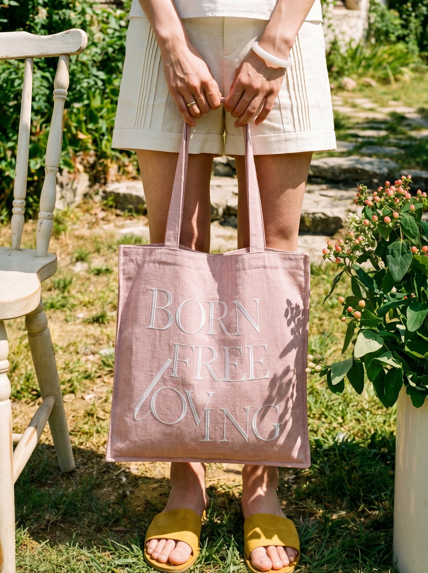 Tender Memoir | Born Free, Loving Embroidered Tote Bag